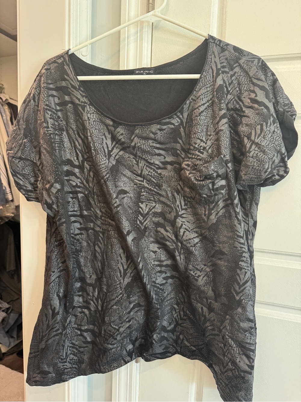 Black & Gray fun Abstract Print Scoop Neck T Shirt